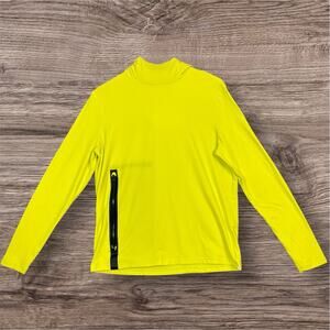 Greyson Long Sleeve Hoodie Mens Small Neon Yellow Golf Tech Zip Pocket Wolf Logo